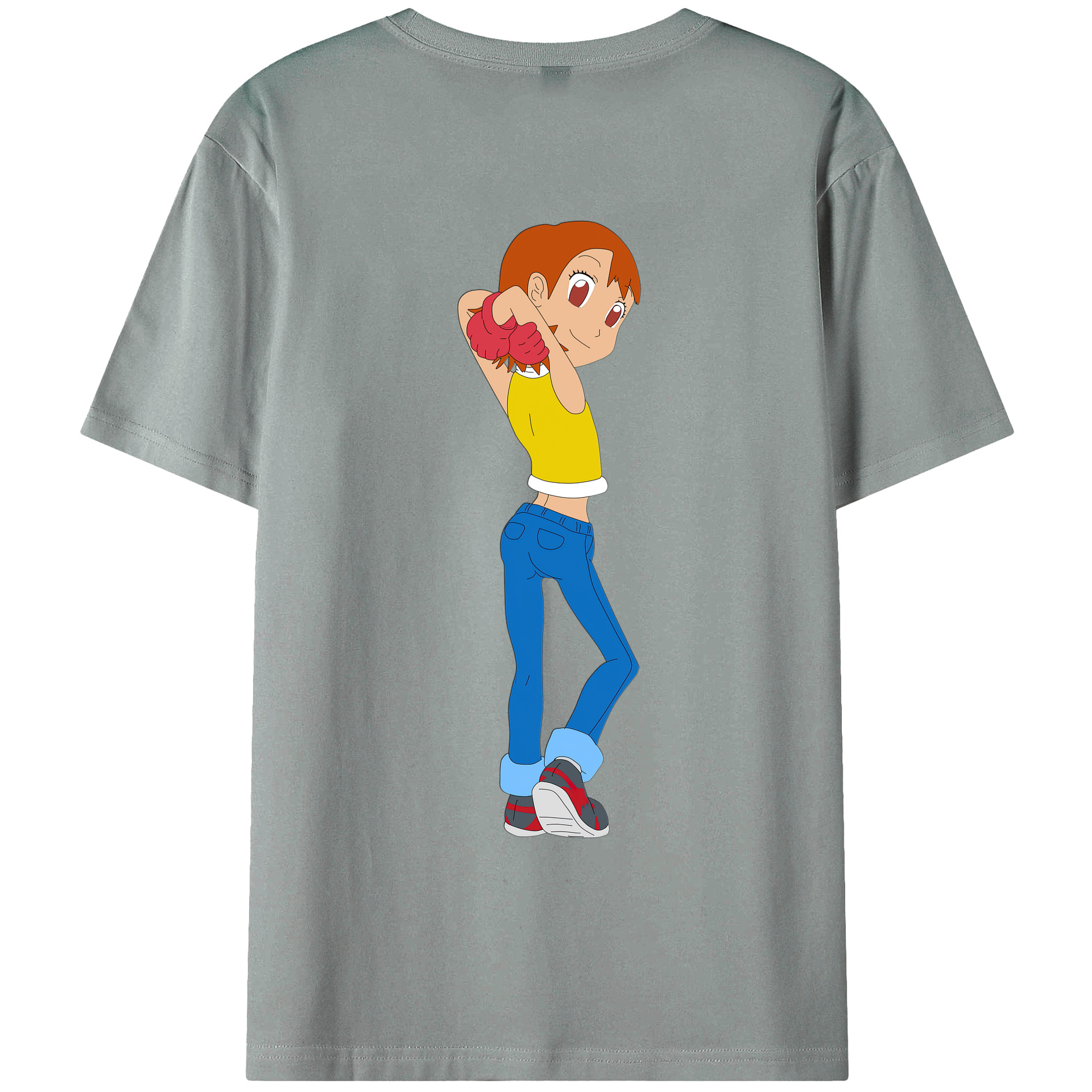 （画像用） Digimon デジタルモンスター/デジモン 綿100％ メンズ半袖Tシャツ（バックプリント） 通気性